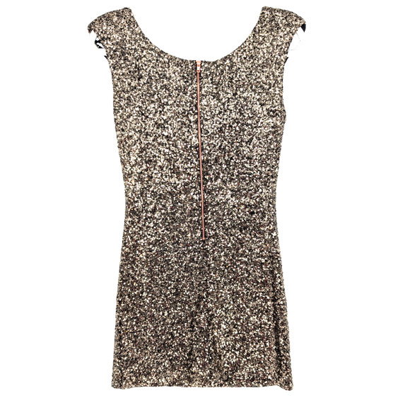 Minkpink Gold Sequin Sparkly Bodycon Glam Club Puff Shoulder Mini Dress Small - Picture 7 of 10